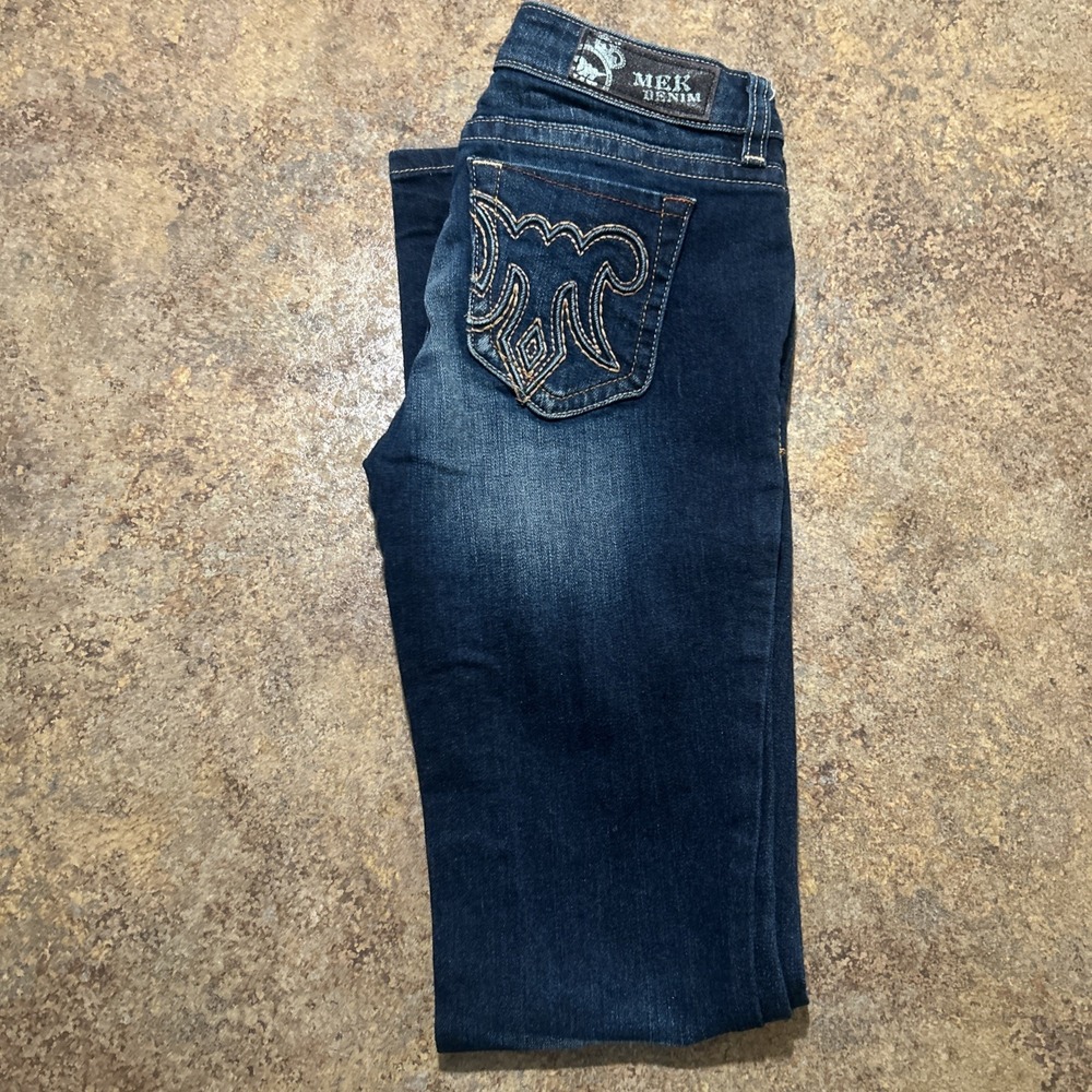 Y2k MEK Jeans Women's Getty Bootcut 26x34 (fits 26x32) Dark Blue Western
